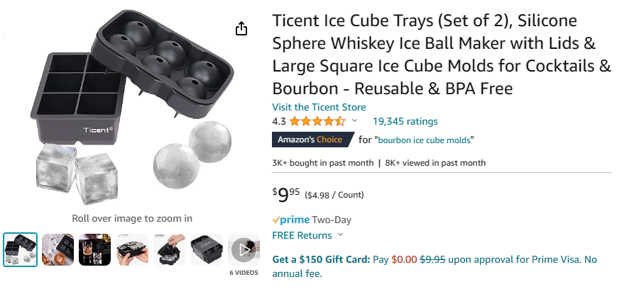 Sphere and cube ice cube tray 