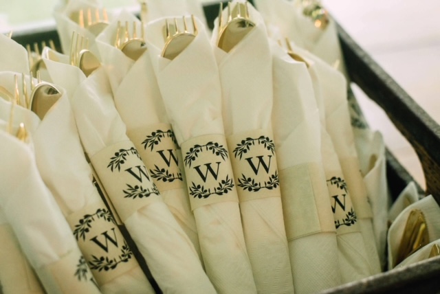 monogrammed utensil rolls