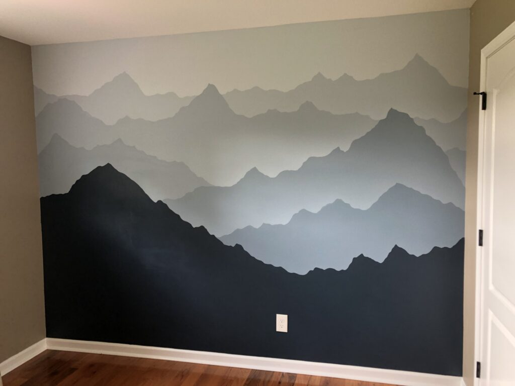 completed mountain wall mural